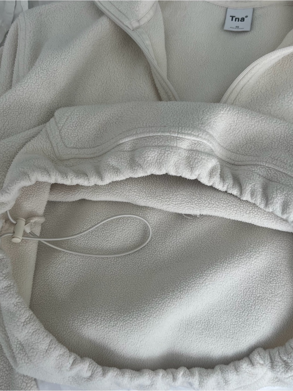 Aritzia Tna Polar 1/2 Zip Fleece Pullover Birch Cream XS Cropped Half Zip - Picture 8 of 11